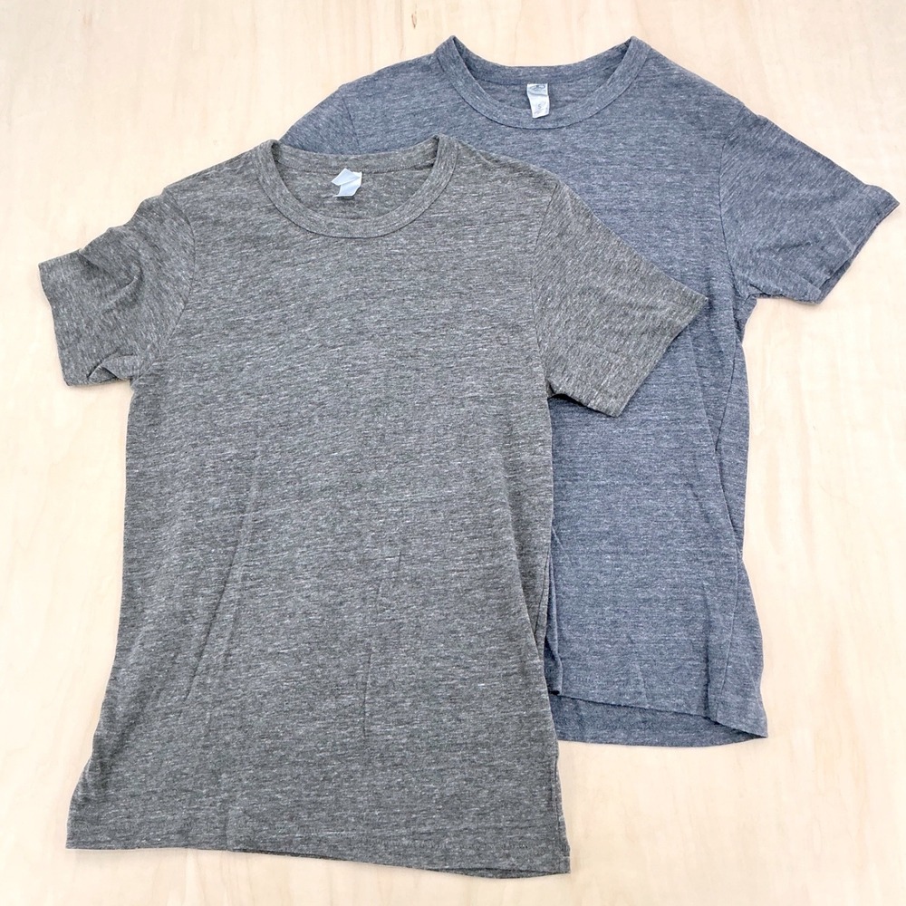 Alternative Apparel T-Shirt Mens S Gray Blue Tri-Blend Eco-Jersey Set of 2
